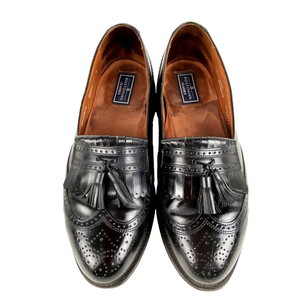 Bostonian Classics Leather Tassel Loafers Mens 8.5 EEE Extra Wide Wingtip Shoes